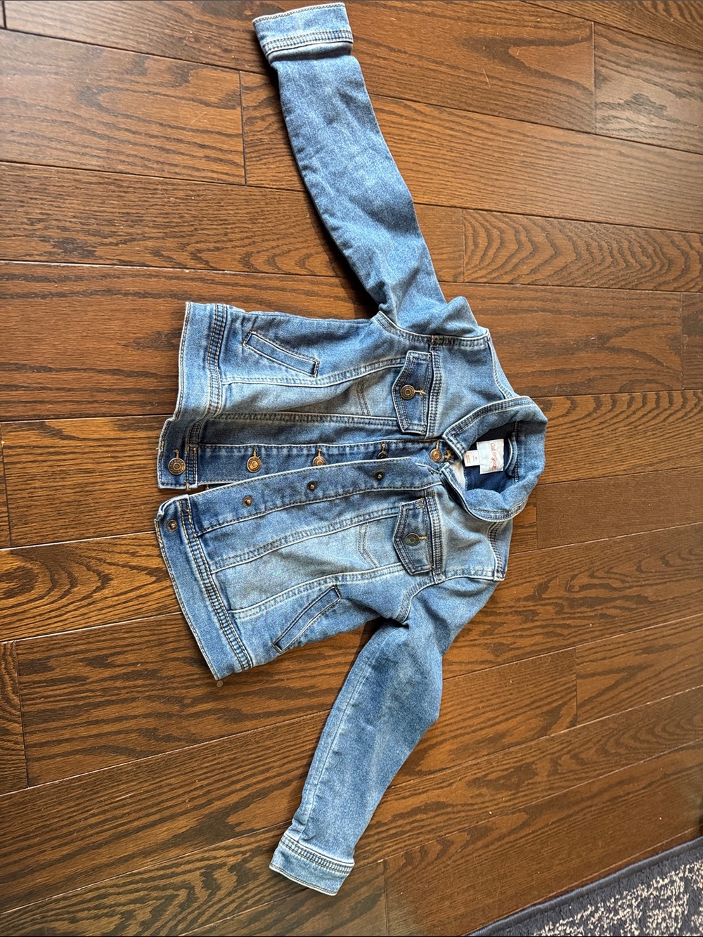 Kids Medium Blue Denim Jacket - Classic Casual Layer with no wrinkles after wash